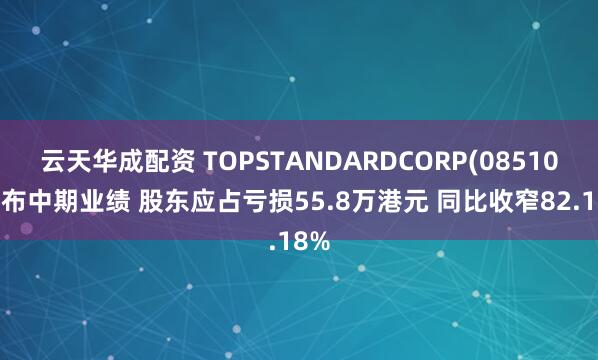 云天华成配资 TOPSTANDARDCORP(08510)发布中期业绩 股东应占亏损55.8万港元 同比收窄82.18%